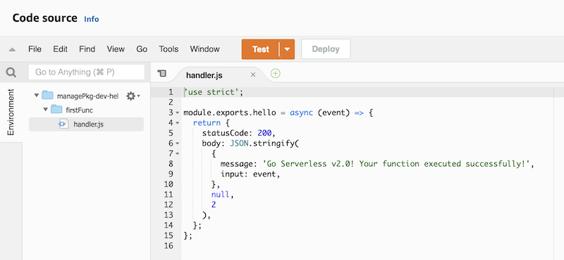 Lambda package for firstFunc