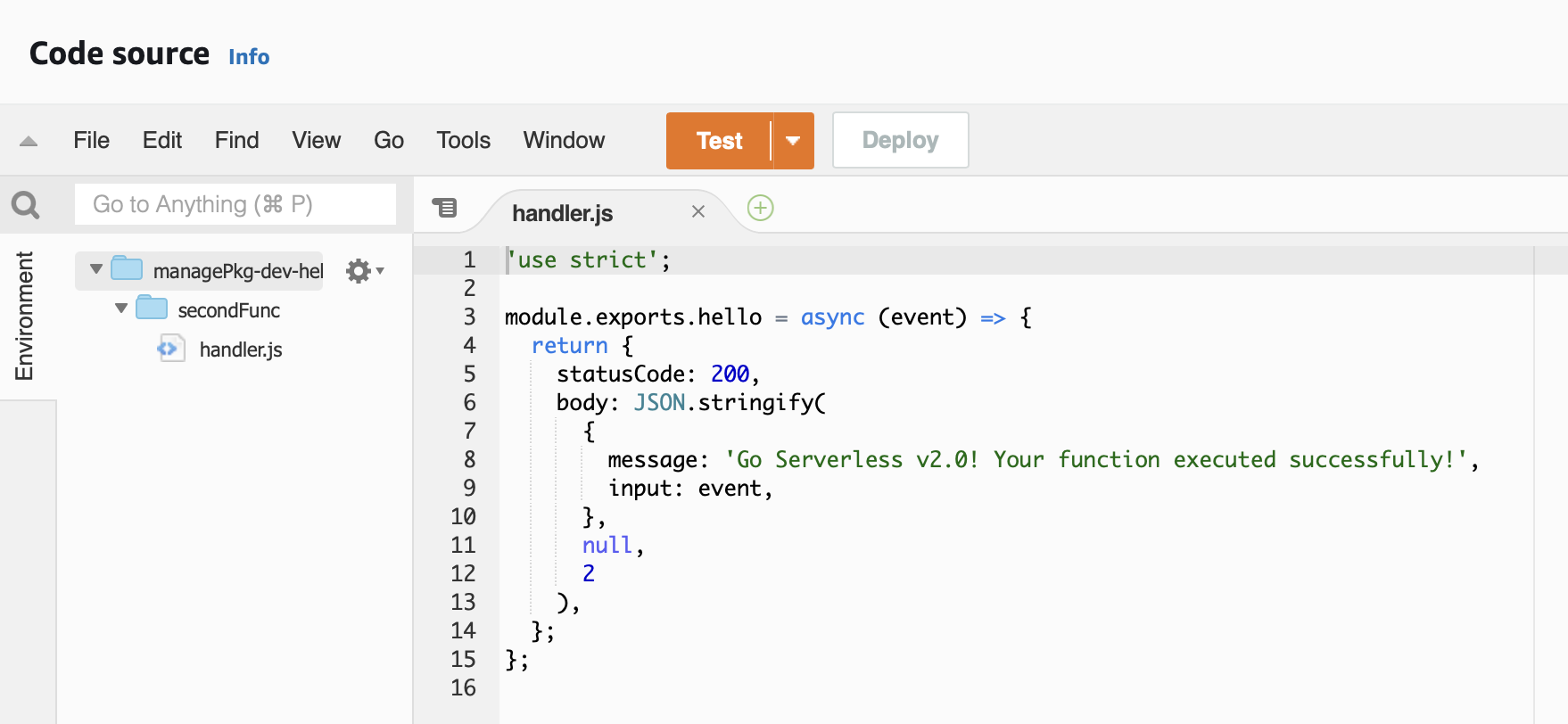 Lambda package for secondFunc